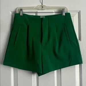 Elegant High Waist Green Women's Shorts